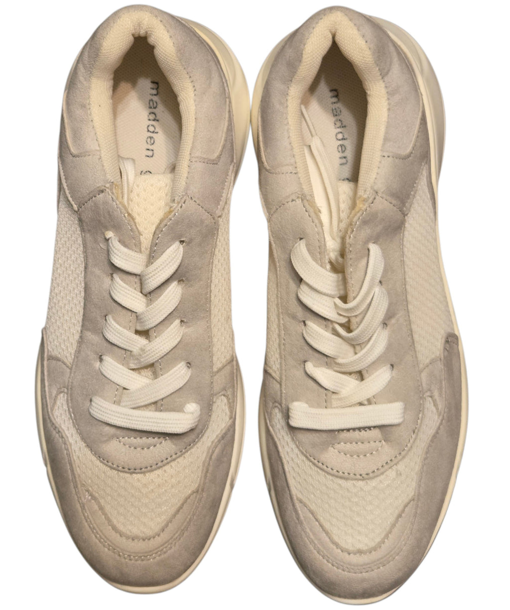 Madden Girl Womens Burrel Low Top Lace Up Fashion Sneakers Size 8.5 White/Grey