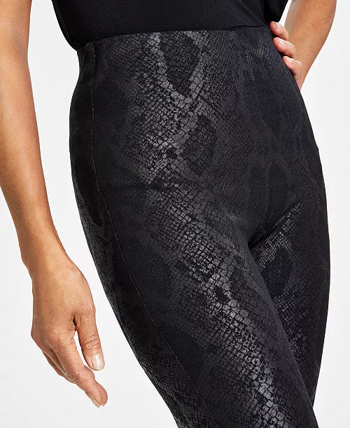 INC International Concepts Women's Brown Snake Print Ankle Leggings Size 4