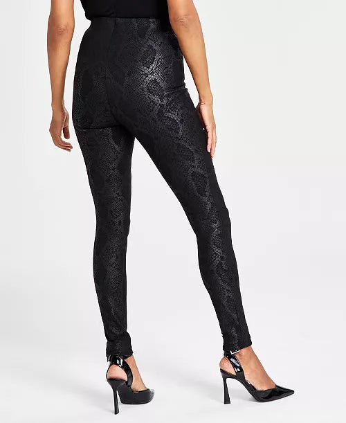 INC International Concepts Women's Brown Snake Print Ankle Leggings Size 4