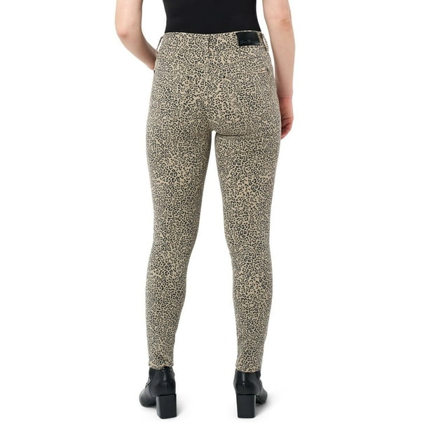 Women's Beige/Black Leopard Print High Rise Ankle Jeans w/ Pockets Size 26