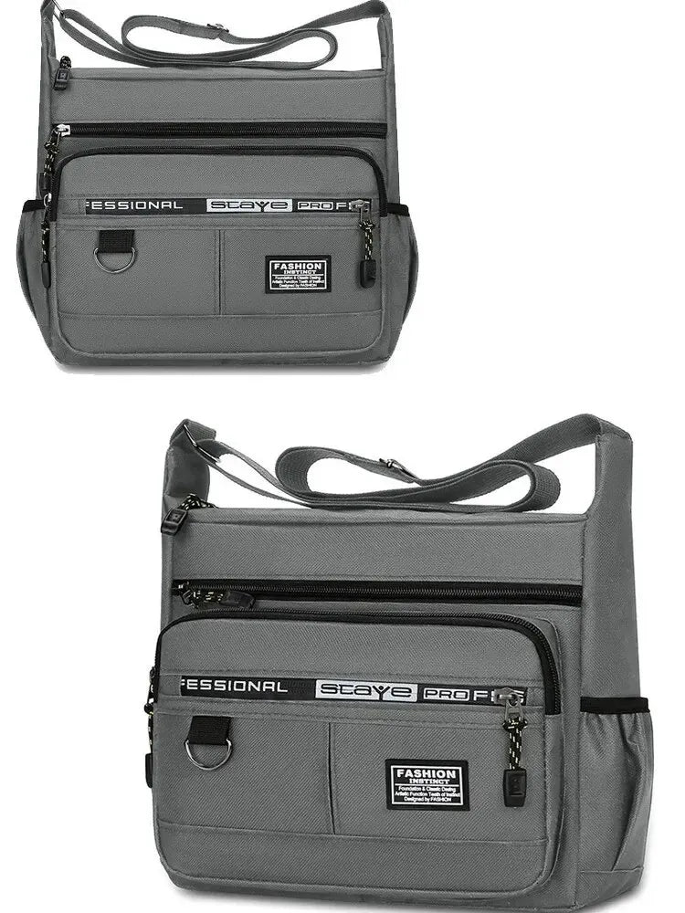 Gray Unisex Crossbody Messenger Bag Zip Closure Adjustable Strap Pockets