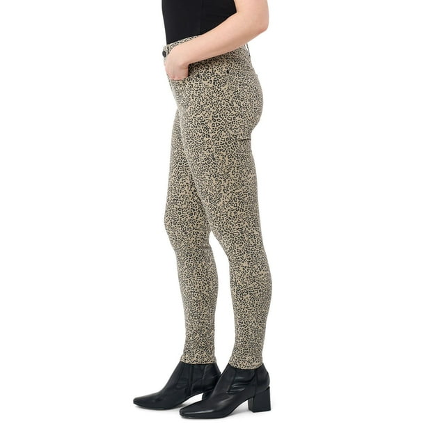 Women's Beige/Black Leopard Print High Rise Ankle Jeans w/ Pockets Size 26