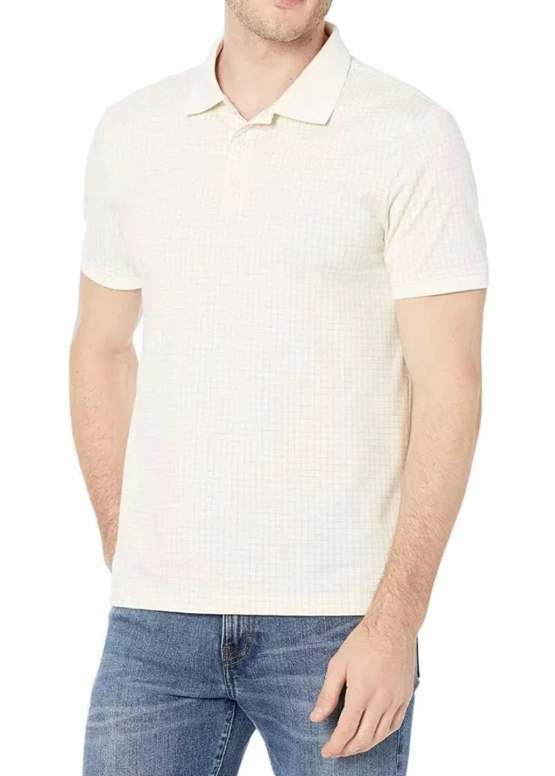 Calvin Klein Men's Tofu Short Sleeve Smooth Cotton Grid Print Polo Size XL