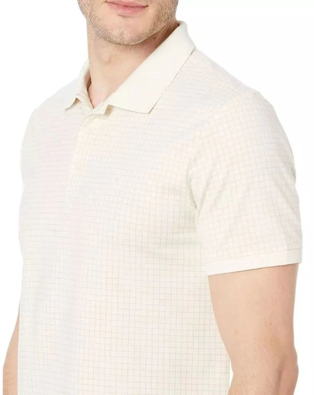 Calvin Klein Men's Tofu Short Sleeve Smooth Cotton Grid Print Polo Size XL