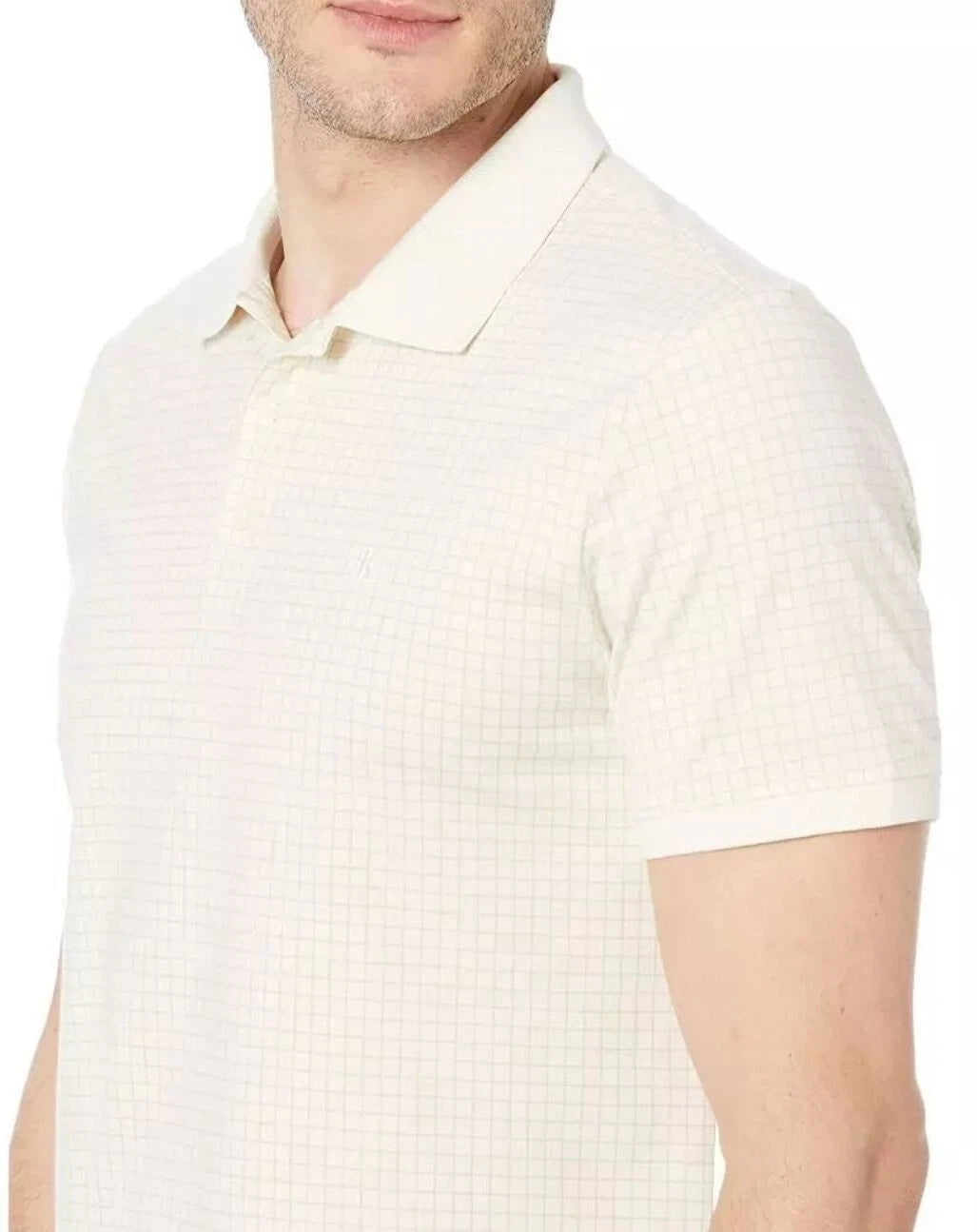 Calvin Klein Men's Tofu Short Sleeve Smooth Cotton Grid Print Polo Size XL