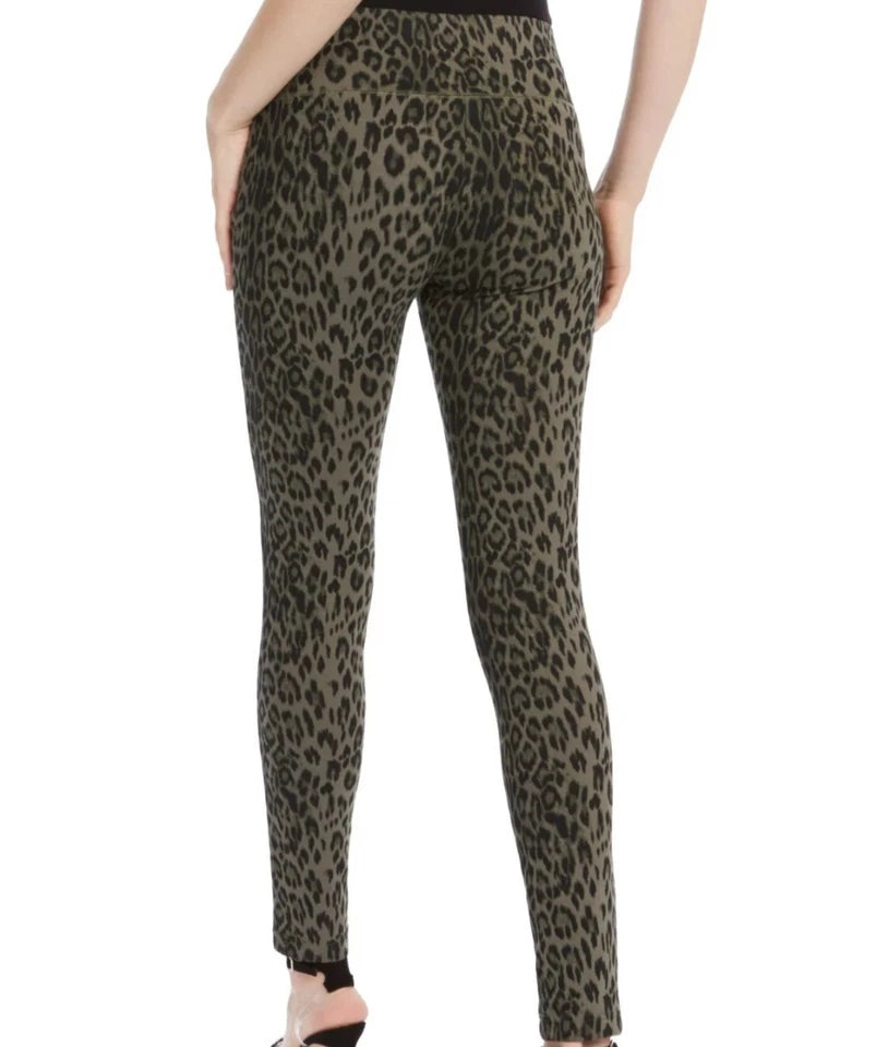 INC Women's Green Animal Print Party Skinny Pants Size 2