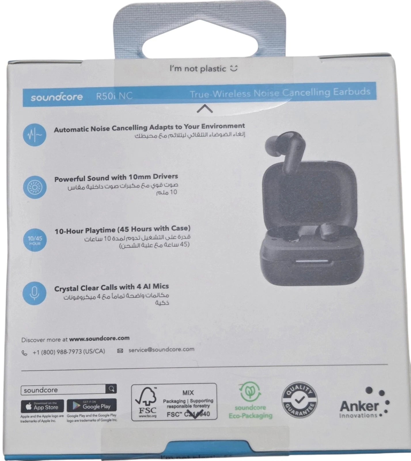 Soundcore by Anker R50I NC VI True Wireless Earbuds, 30H Long Play