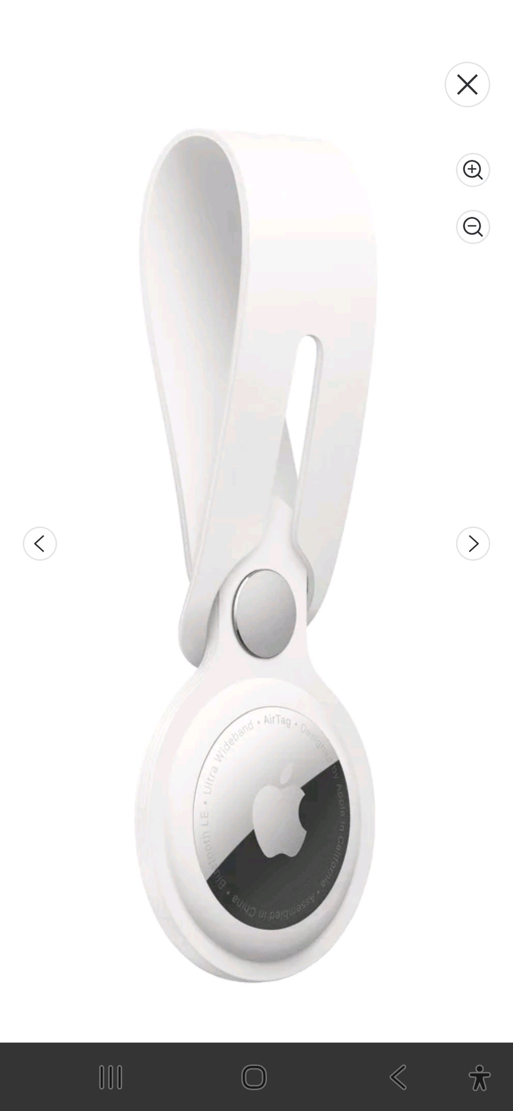 Apple AirTag Loop Strap White Polyurethane Snap-On for AirTag MX4F2ZM/A