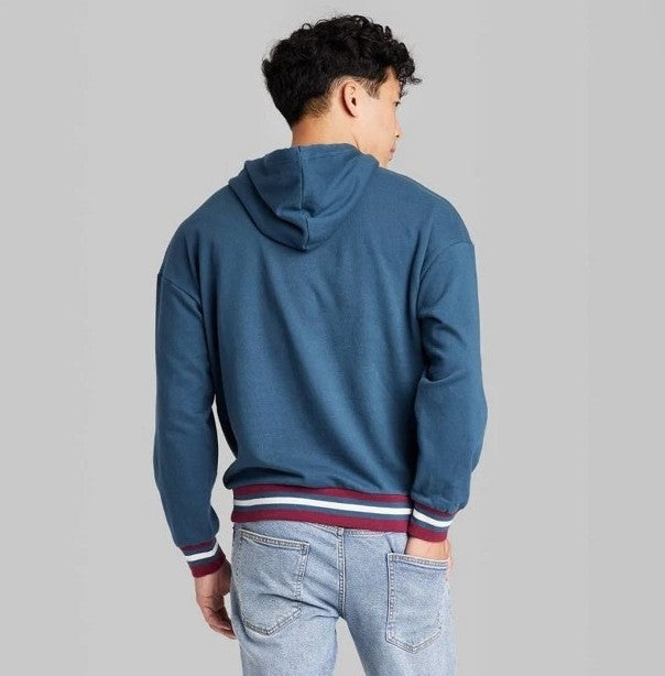 Men's Fleece Original Patch Hoodie Sweatshirt - Navy Blue- M