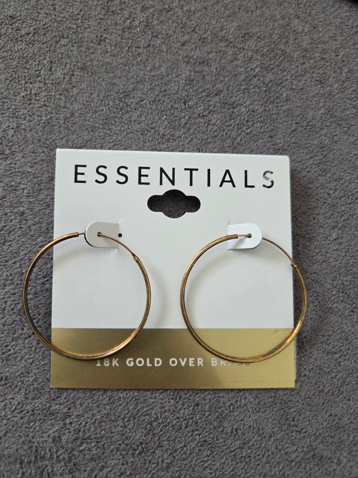 Essentials Earrings 18K GOLD PLATED HOOP lever back new women