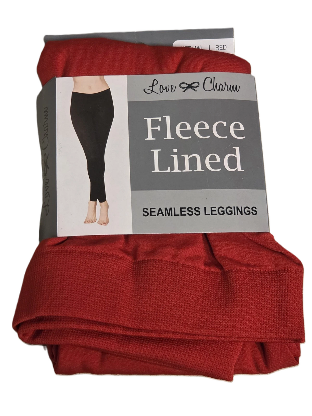 Love Charm Women's Fleece Lined Seamless Leggings Red Size M/L