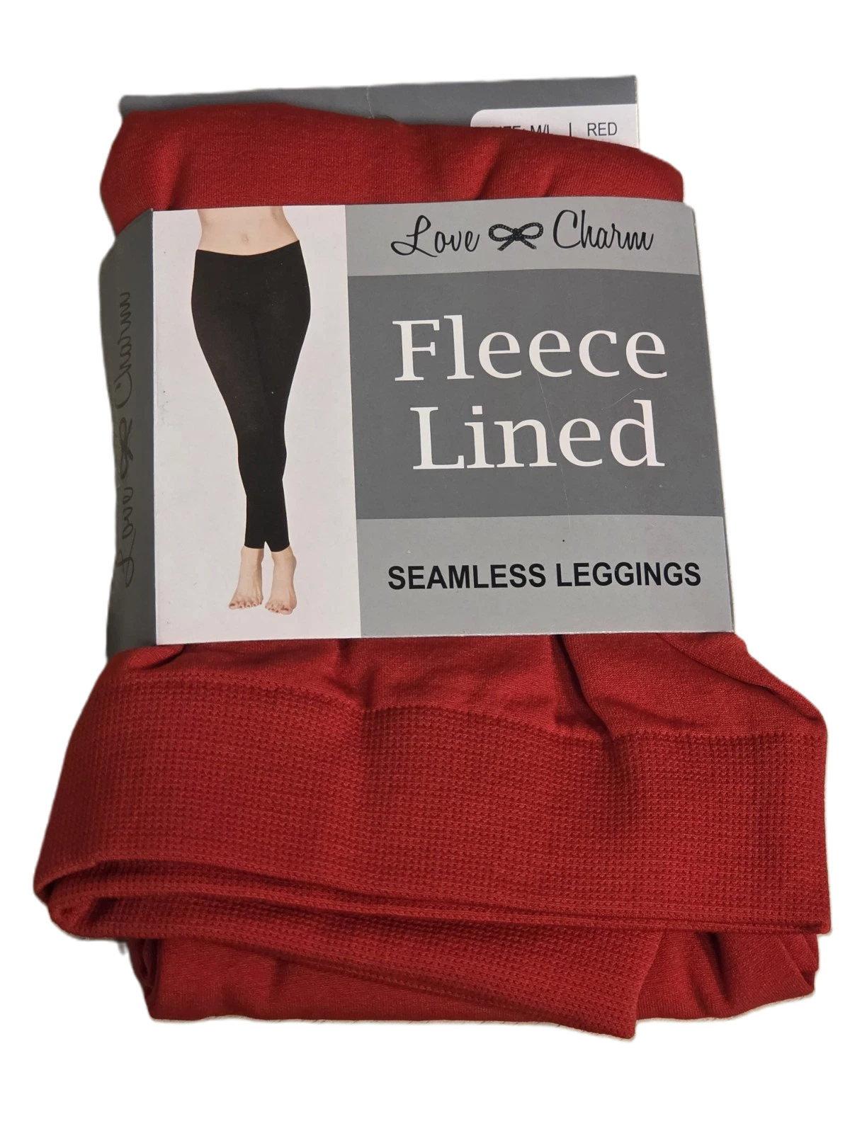Love Charm Women's Fleece Lined Seamless Leggings Red Size M/L