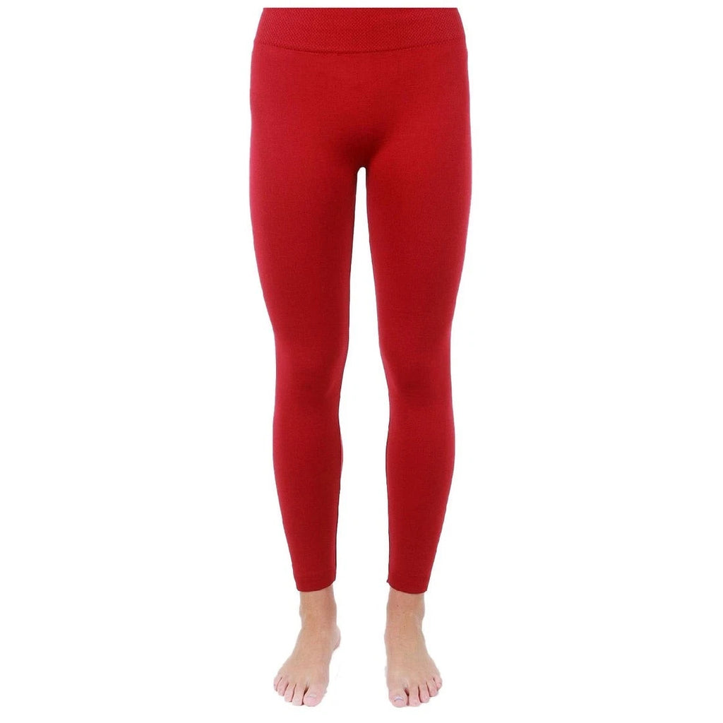 Love Charm Women's Fleece Lined Seamless Leggings Red Size M/L