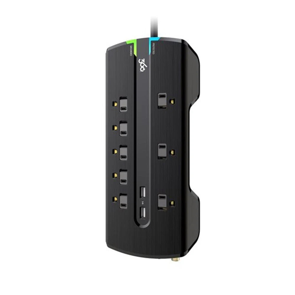 360 Electrical Producer 3.4 8-Outlet Surge Strip - 3.4A 2-Port USB - Black