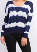 Crave Fame Juniors' Tie-Dyed Pullover Sweater Navy Combo Size Medium